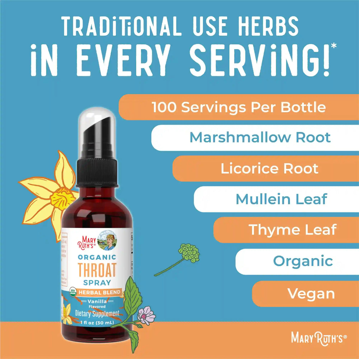 Organic Throat Spray (Vanilla)
