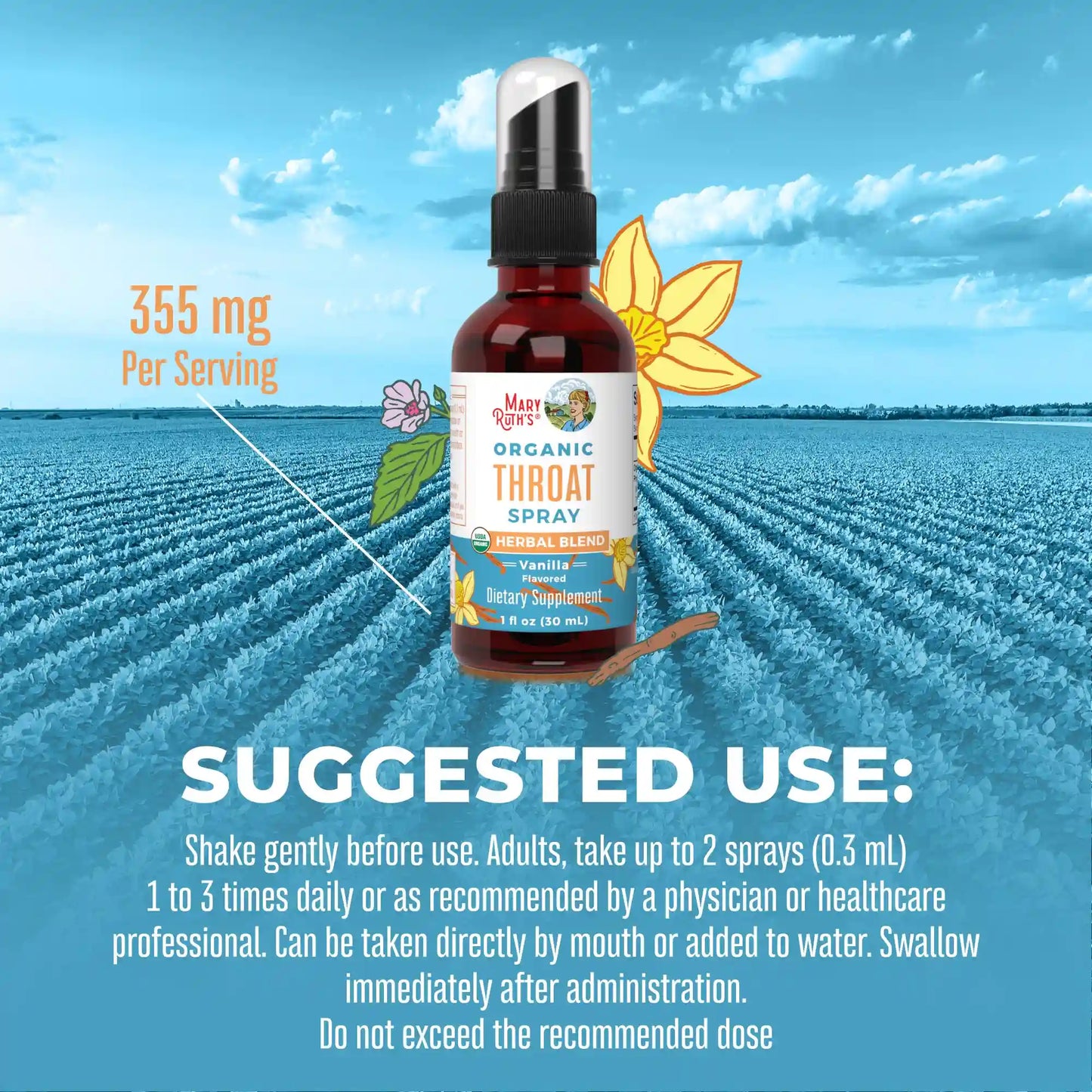 Organic Throat Spray (Vanilla)